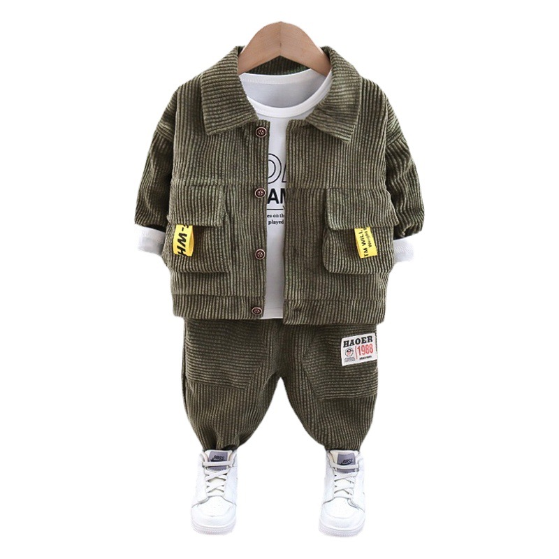 Children's Wear Boys' Spring and Autumn Clothes Korean Style New Children's Handsome Corduroy Early Spring Three-Piece Fashionable 1-4 Jacket