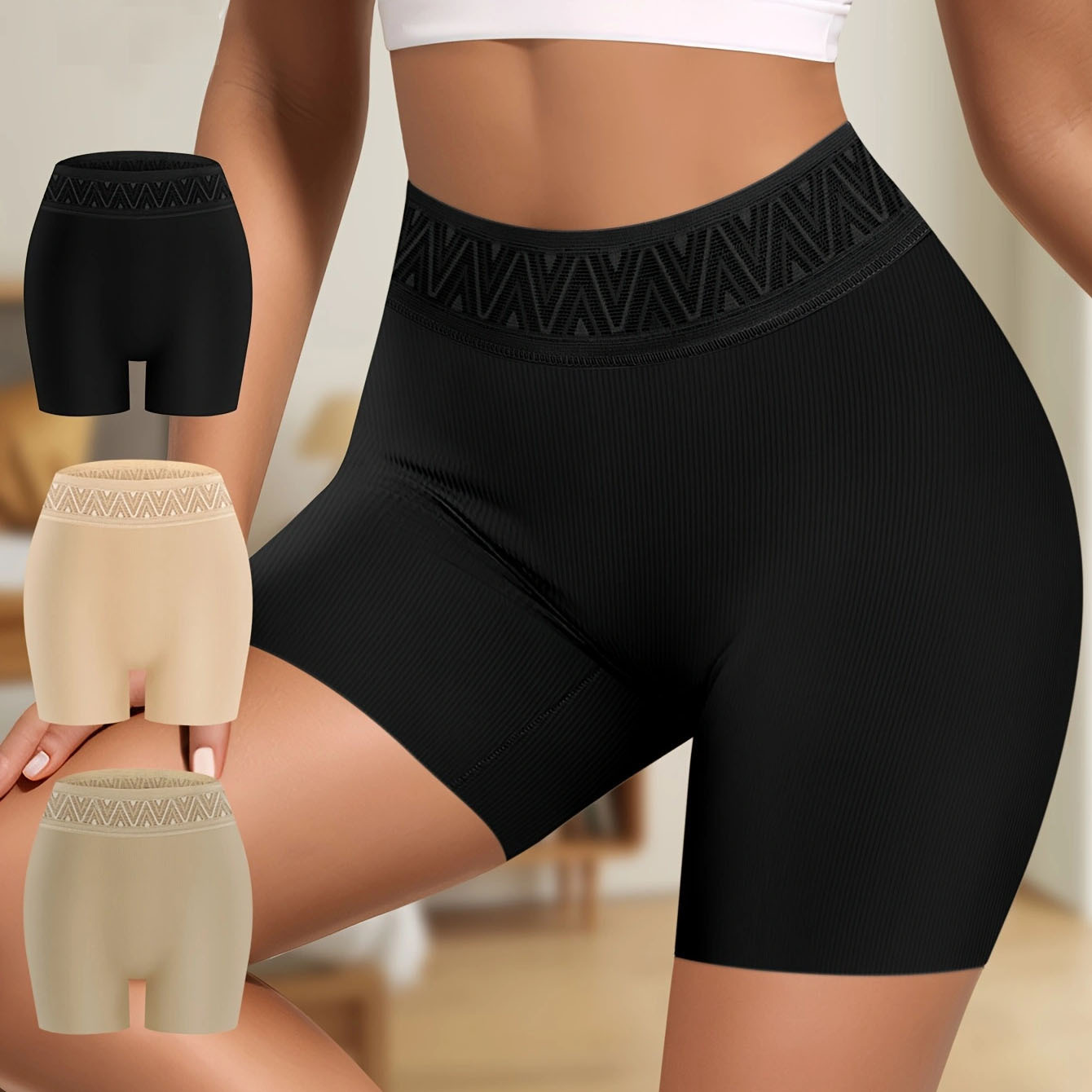 [Overseas Warehouse Daifa] TK Boxer Panties Women's Breathable High Waist Bottoming Safety Boxer Panties Temu Daifa