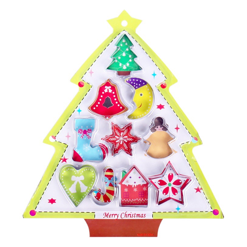 Stainless steel Christmas biscuit mold baking tool fondant cutting mold Ginger Cake Man Christmas tree cookie mold fruit sparse press cutting