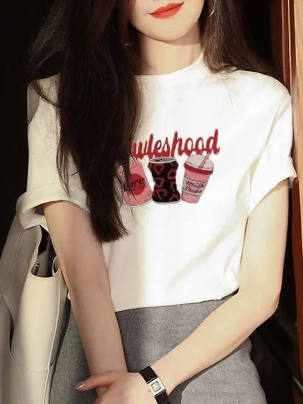 Picture of French Commuter Outer Wear Short-sleeved Printed T-shirt Women's 2024 Summer New Age-reducing Fashionable Popular Top