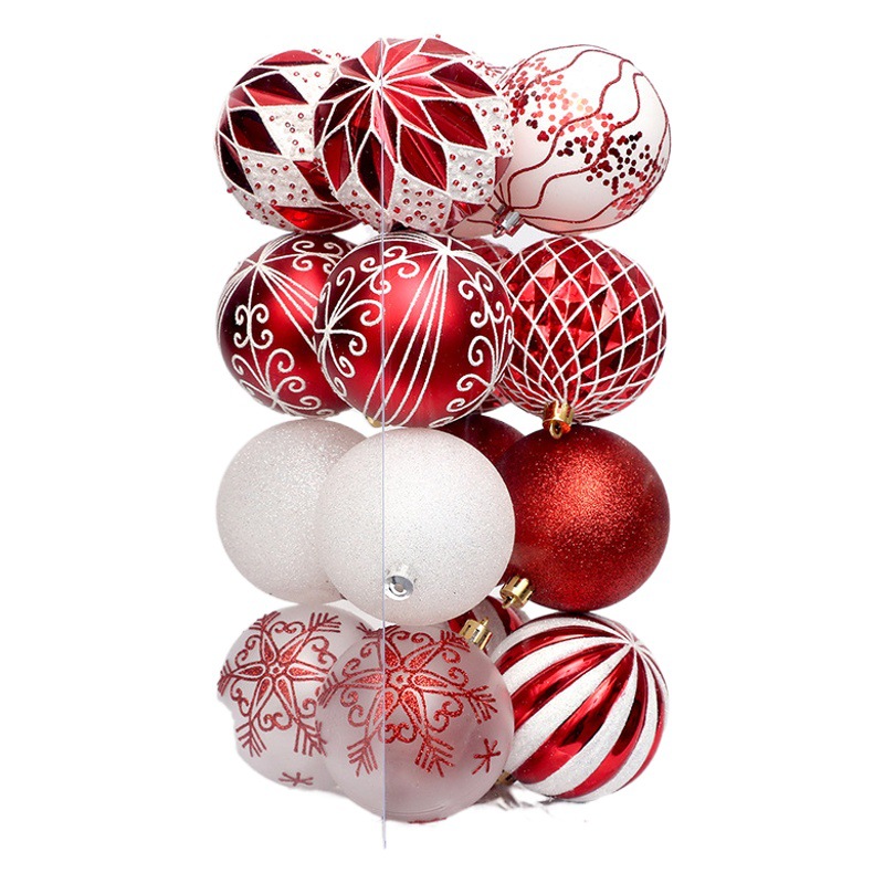 Christmas Decorations 16/Set of Red and White Alien Painted Christmas Ball Hanging Ornaments suit Christmas Tree Pendant Accessories