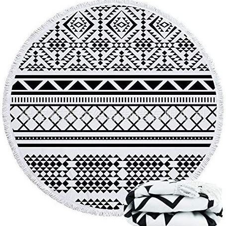 Round beach towel to make superfine fiber foreign trade thickened Hotel small batch absorbent portable printed bath towel