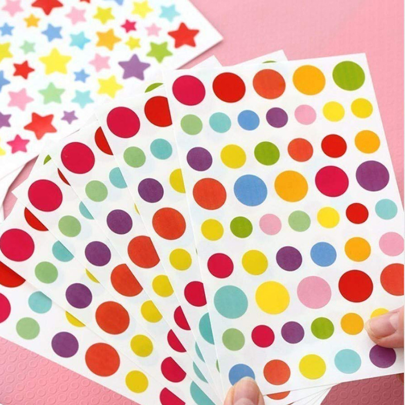 Colorful love five-pointed star polka dot paper stickers Korean cute rainbow stickers DIY photo album 6