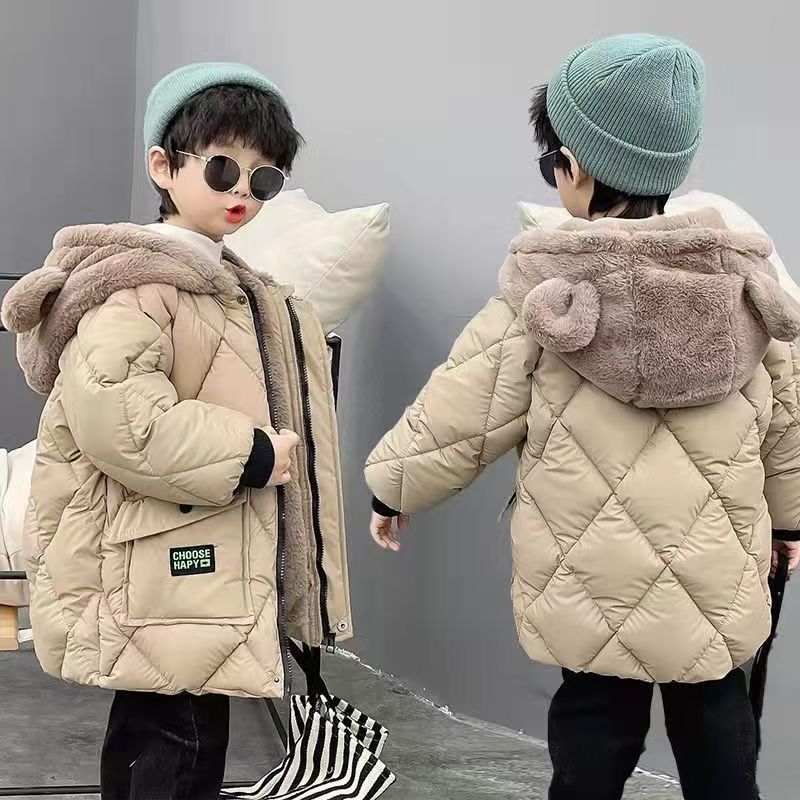 Picture of 2024 cotton-padded coat winter cotton-padded down coat boys fleece-lined thick winter coat cotton-padded coat Korean boys new children