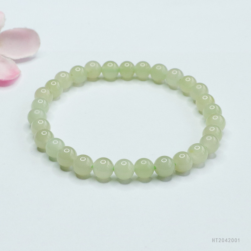 Military Natural Hetian Jade Ice Clear Water Color Bracelet Light Green Bracelet Beads Beaded Treasure Live Broadcast Ht2042001