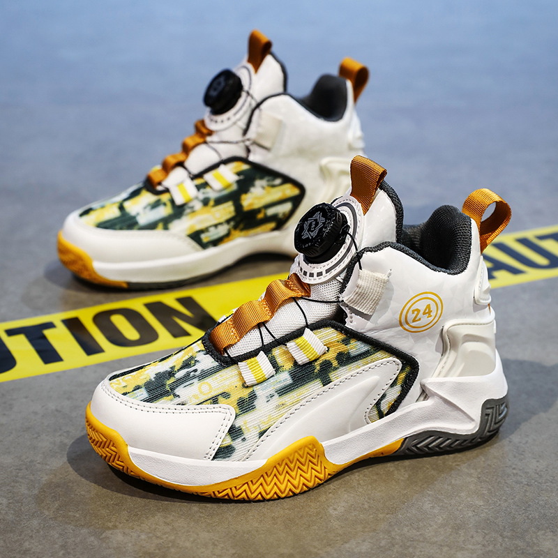 Children's Shock-Absorbing and Wear-Resistant Basketball Shoes 2025 Autumn New Model Boys' Training Soft-Soled Sneakers for Older Children and Students Trendy Sports Shoes