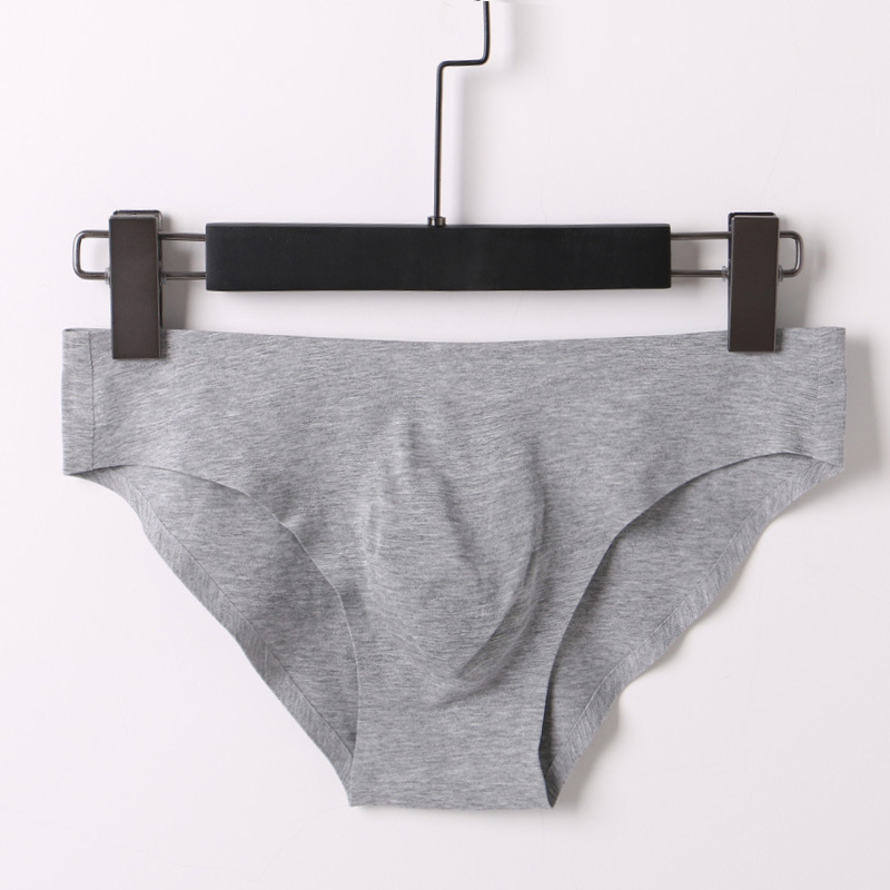 Men's Briefs Low Waist Combed Cotton Plus Lanjing Modal Convex Solid Color Sexy Invisible Seamless Underwear
