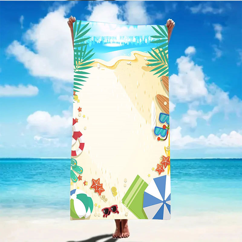 Picture of Cross-border microfiber double-sided velvet beach towel custom LOGO digital printing large bath towel rectangular thick towel