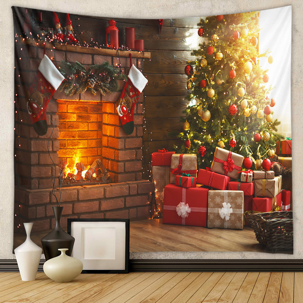 Picture of Christmas Tree Tapestry Room Decorative Wall Cloth Ins Wind Hanging Cloth Cross Border Home Bohemian Tapestry Christmas Tapestry