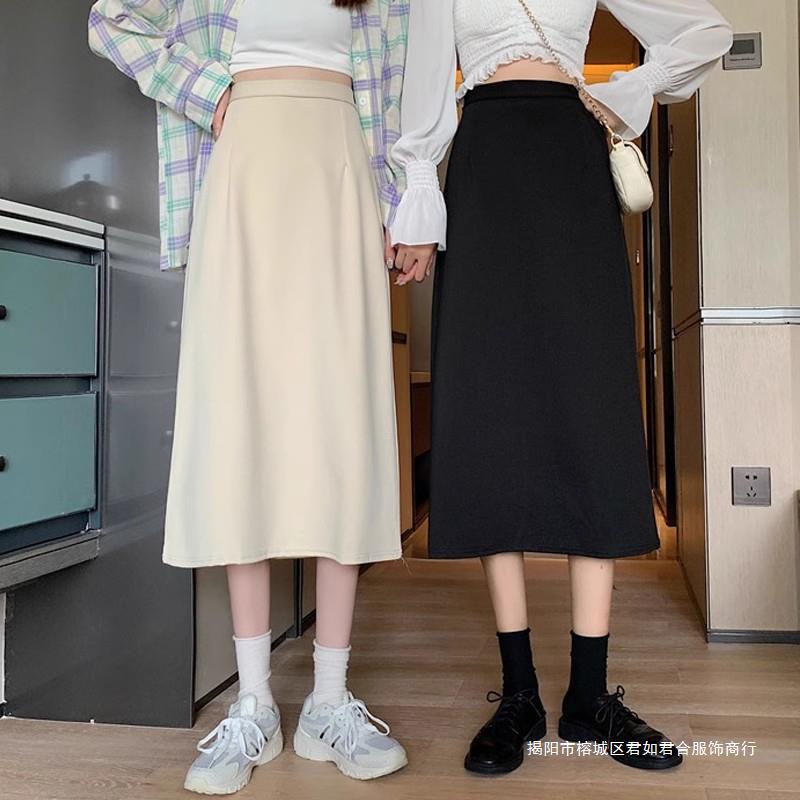 Skirt Women's Summer Outer Wear New plus size Women's Suit chubby girl Slim A- line Belly Covering Hip Skirt Long Skirt