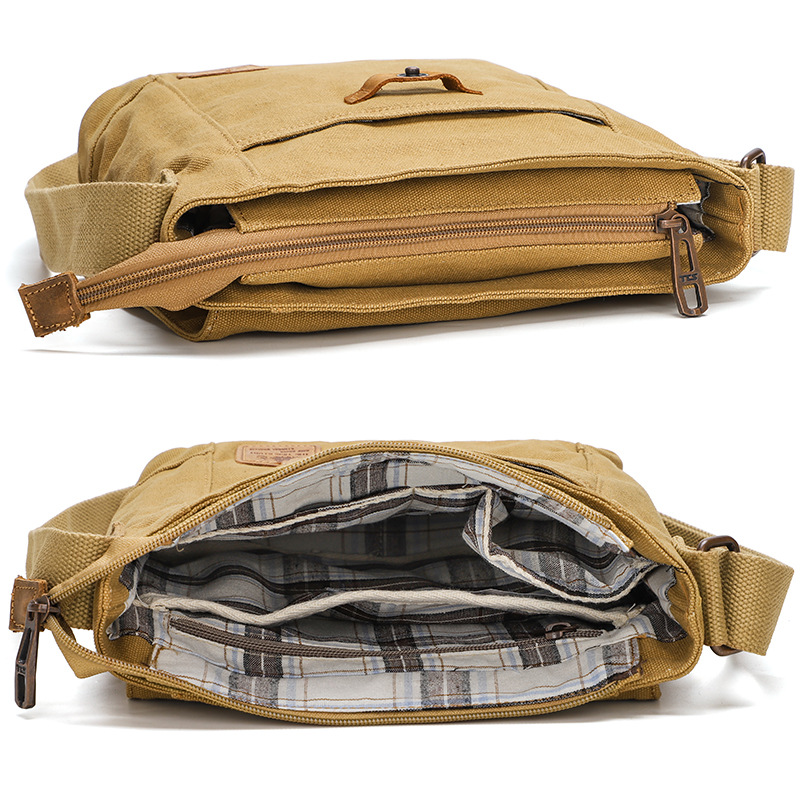 Picture of Casual Canvas Bag New Crossbody Backpack Small Square Bag Vertical Flat Bag Korean Style Shoulder Bag Fashionable Crossbody Bag