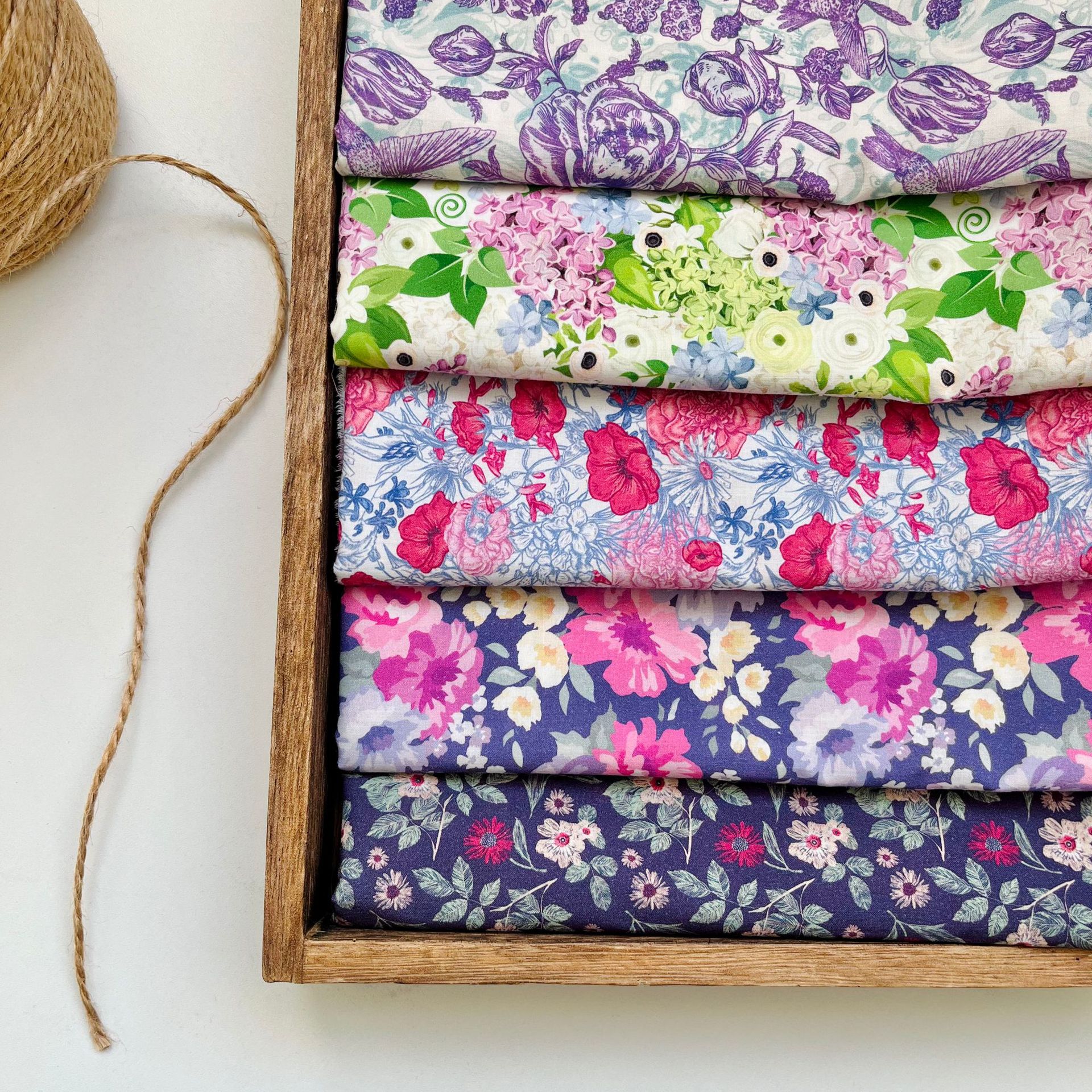Cotton 60 Poplin Fabric Digital Printing Small Floral Bag Cheongsam dress Home Service Clothing Fabric