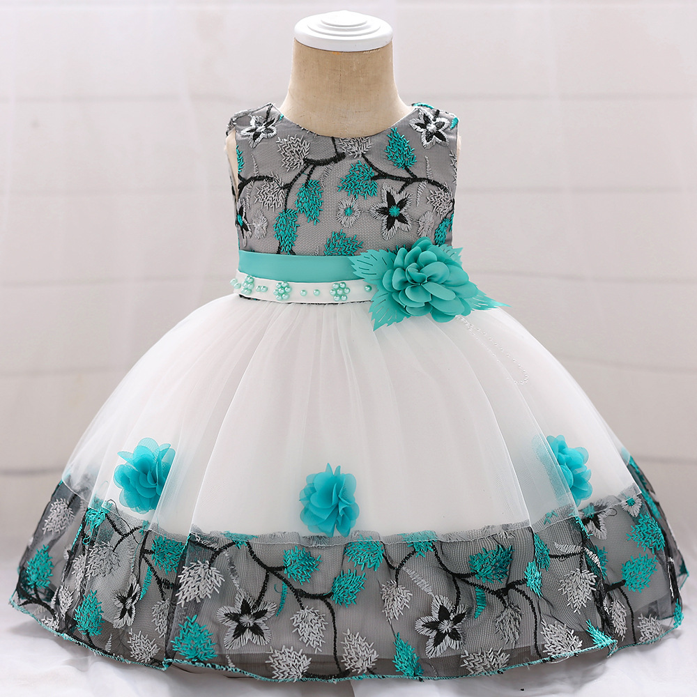 Picture of Cross-border Ebay Amazon new children embroidered dress color matching princess dress girl flower wedding dress dress dress