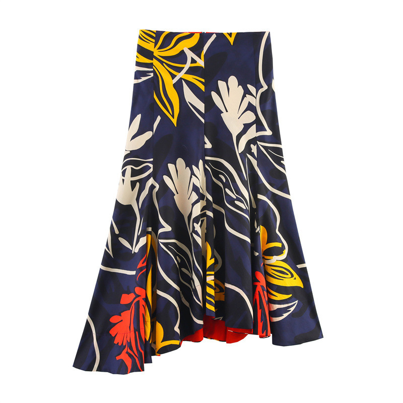 Saw Aliexpress Independent Station European and American Style Women's Fashion Elegant Elegant Printed High Waist Skirt 3042137