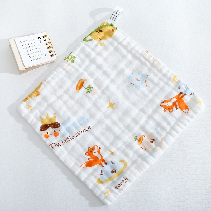 Picture of Cotton small square six-layer high density gauze towel newborn baby saliva towel baby wash face towel wholesale