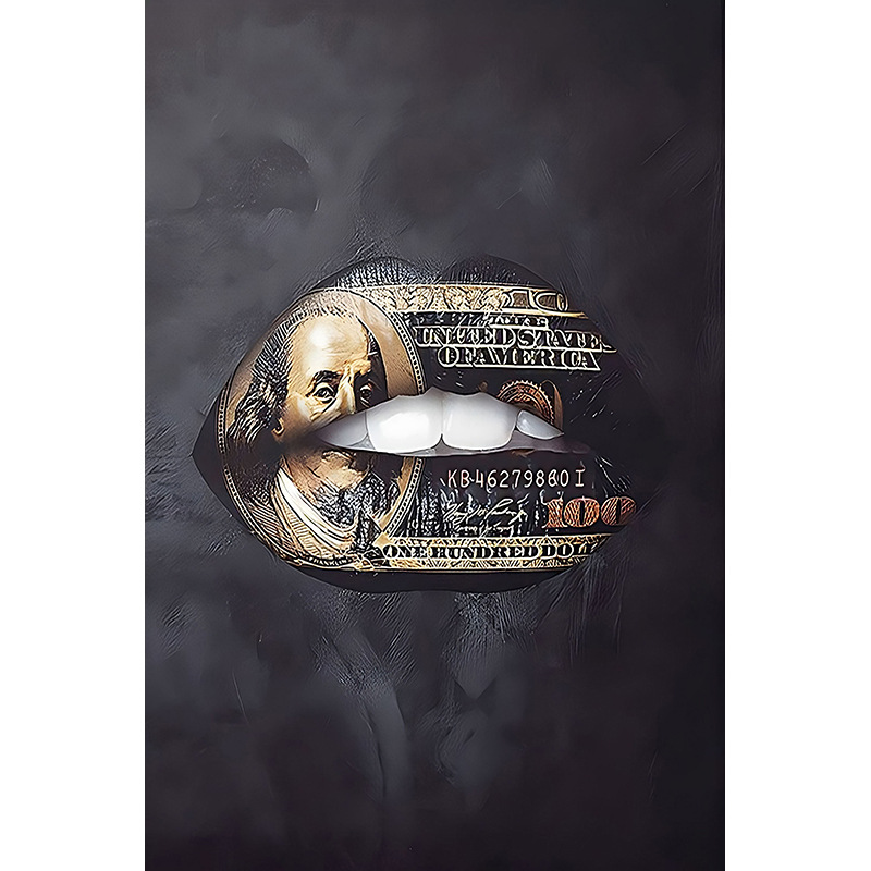 Picture of Foreign Trade Hanging Painting Cross-border Trend Graffiti Lips Decorative Painting Poster Modern Light Luxury Creative Art Oil Canvas Painting Core