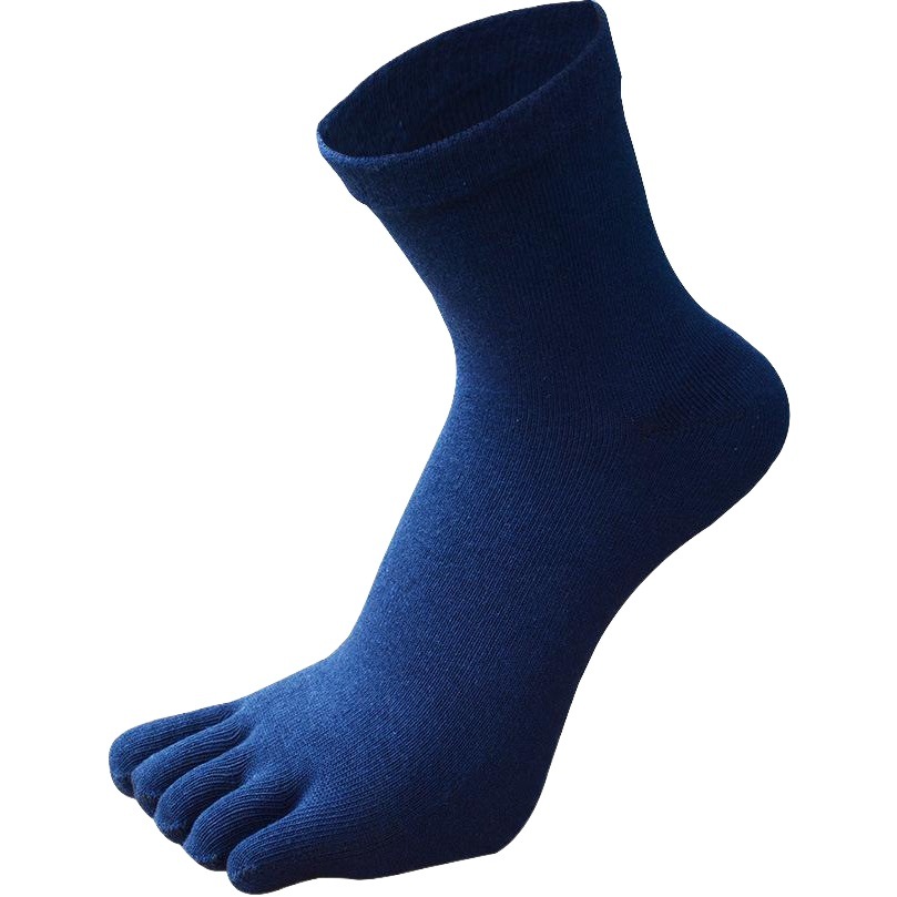 Autumn and winter thick cotton five-toe socks men's business large size solid color cotton five-finger socks men's mid-tube breathable four-season