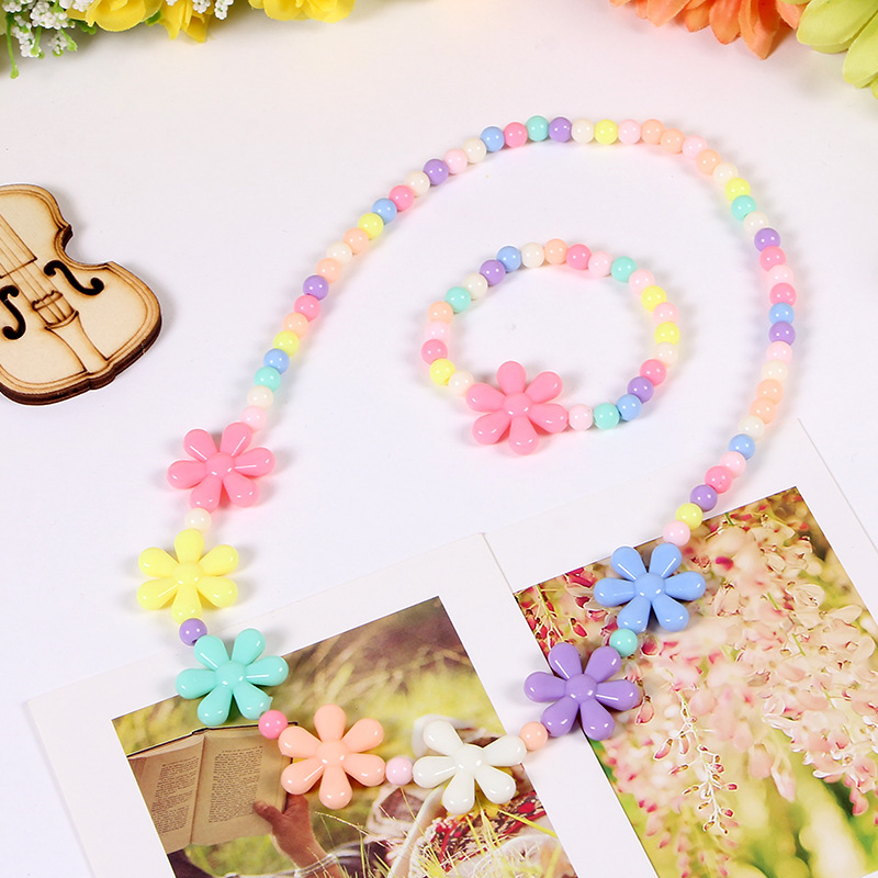 Picture of Korean version of candy color necklace children's spot jewelry beads necklace bracelet two-piece set Yiwu jewelry wholesale