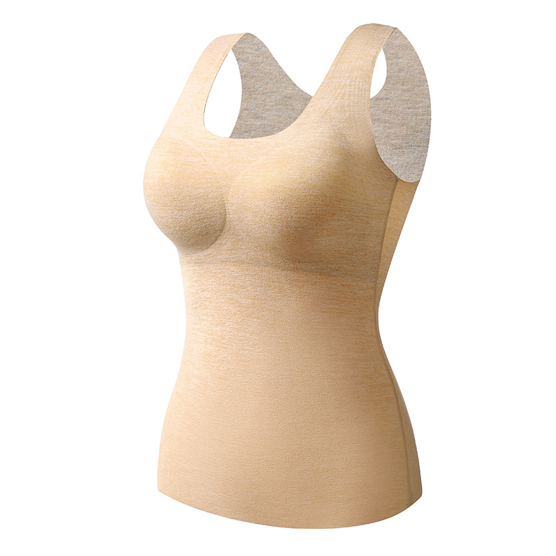 Picture of Velvet Thermal Underwear Vest Seamless Thermal Top fleece-lined Slim-fit Inner Wearing Outer Wearing Fixed Chest Pad Cashmere Silk
