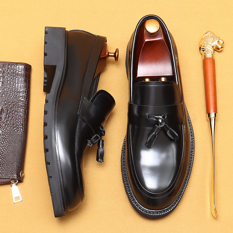 Picture of [vip for] tassel loafers men's leather thick-soled British casual shoes cowhide lining business formal wear