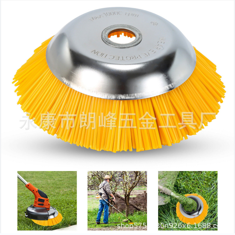 Cross-border 8-inch nylon wire weeding wheel grass head bowl brick seam weeding disc brush grass rope lawn mower accessories