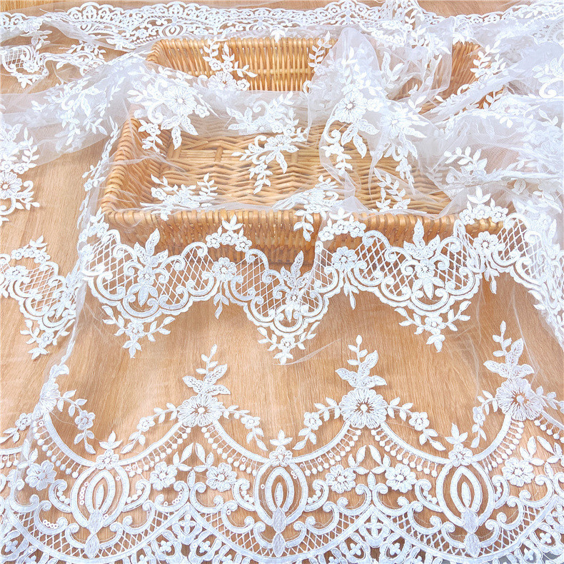 Picture of New Water Soluble Mesh Wedding Dress Embroidered Fabric Mesh Embroidered Sequin Fabric Lace Fabric for Wedding Dress
