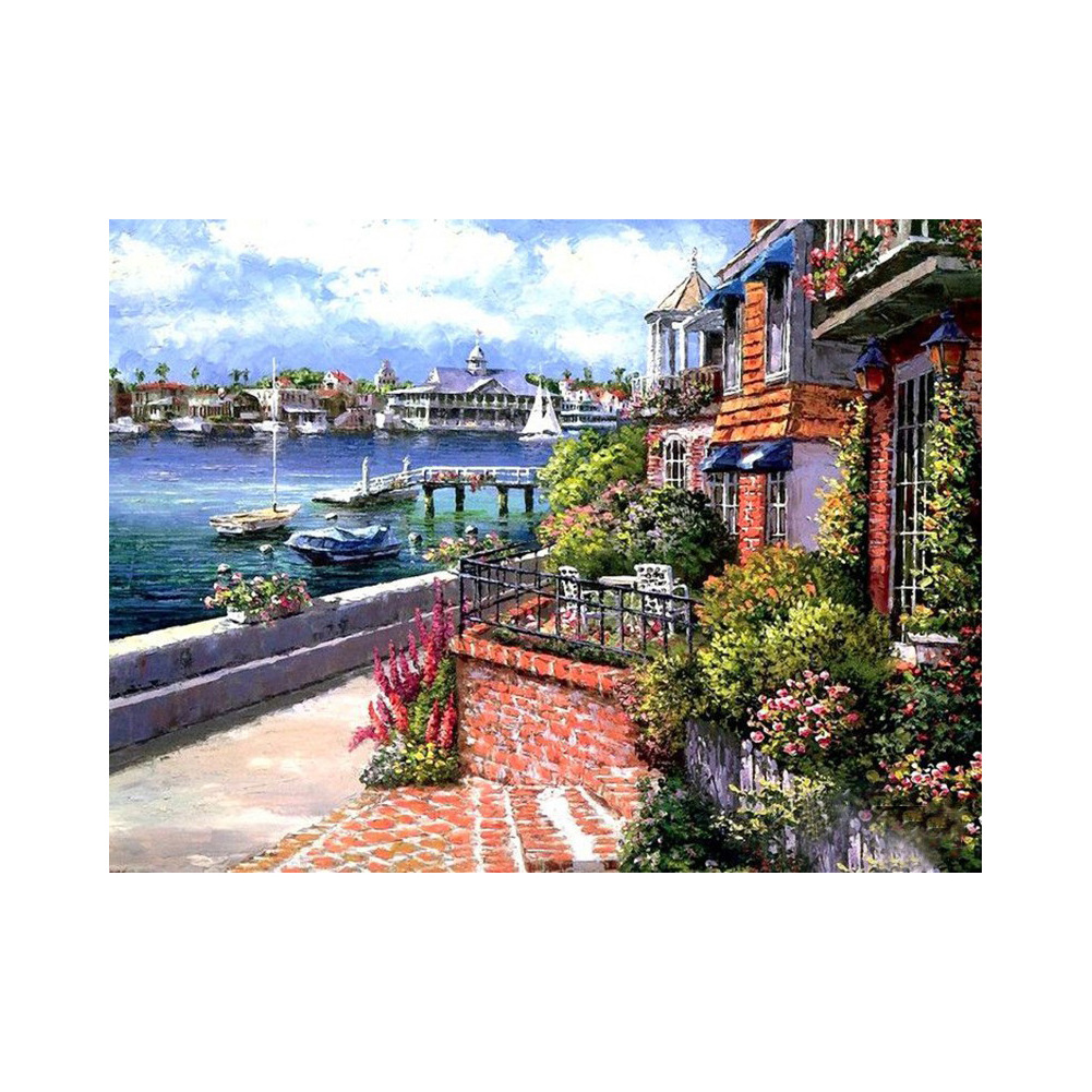 Harbor corner DIY digital oil painting factory wholesale frameless combination box stretched good inner frame style more than 1 piece on behalf