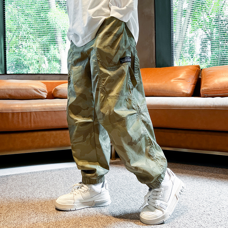 Boys Camouflage Cargo Pants 2024 Summer New Kidsren's Anti-mosquito Pants Pants for Middle and Large Kidsren Boys Thin Casual Pants
