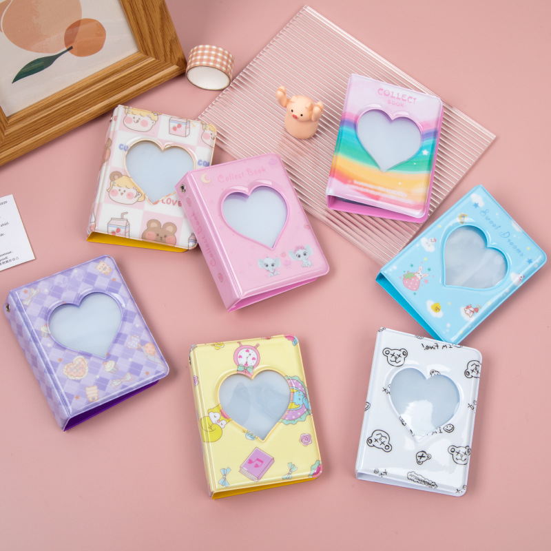Wholesale supply of cute heart-shaped 3-inch single-grid polo photo album star-chasing love beans album small card storage album