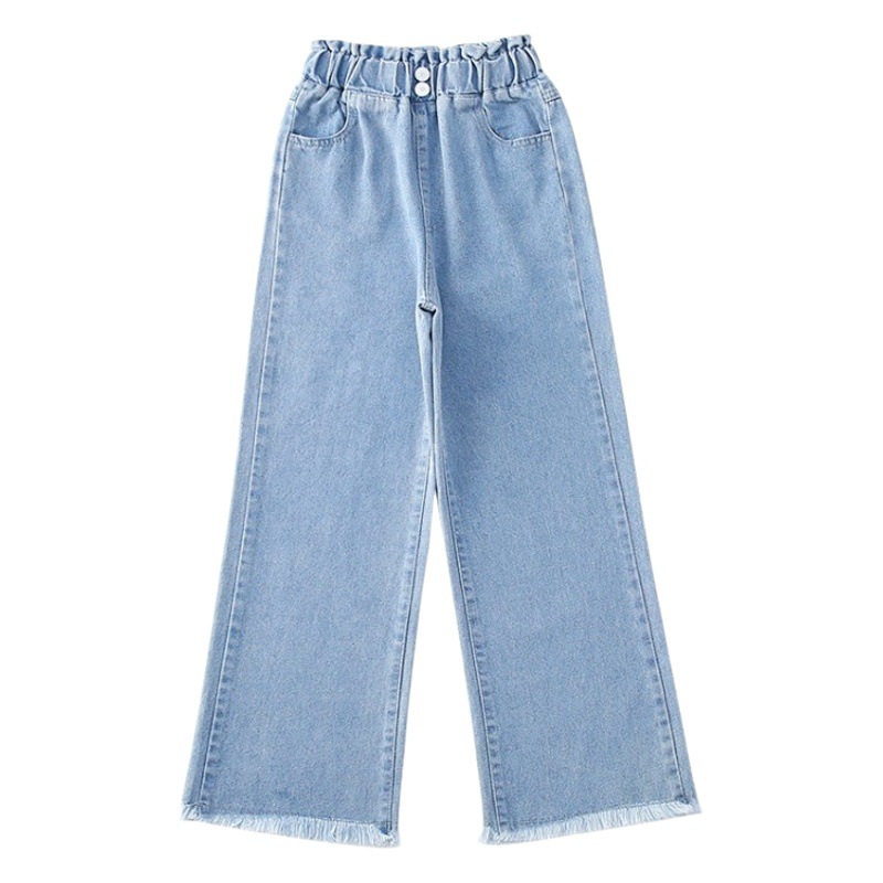 Girls' Jeans Wide Leg Pants 2023 Spring and Autumn New Western Style Large and Large Children Korean Style Autumn Pants Outer Wear Pants