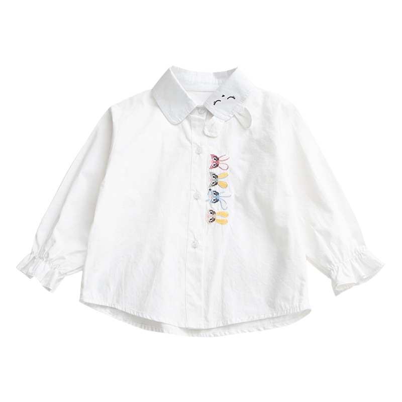 Girls' spring shirt 2024 new baby girls' spring and autumn top little girls' spring bottoming shirt children's shirt