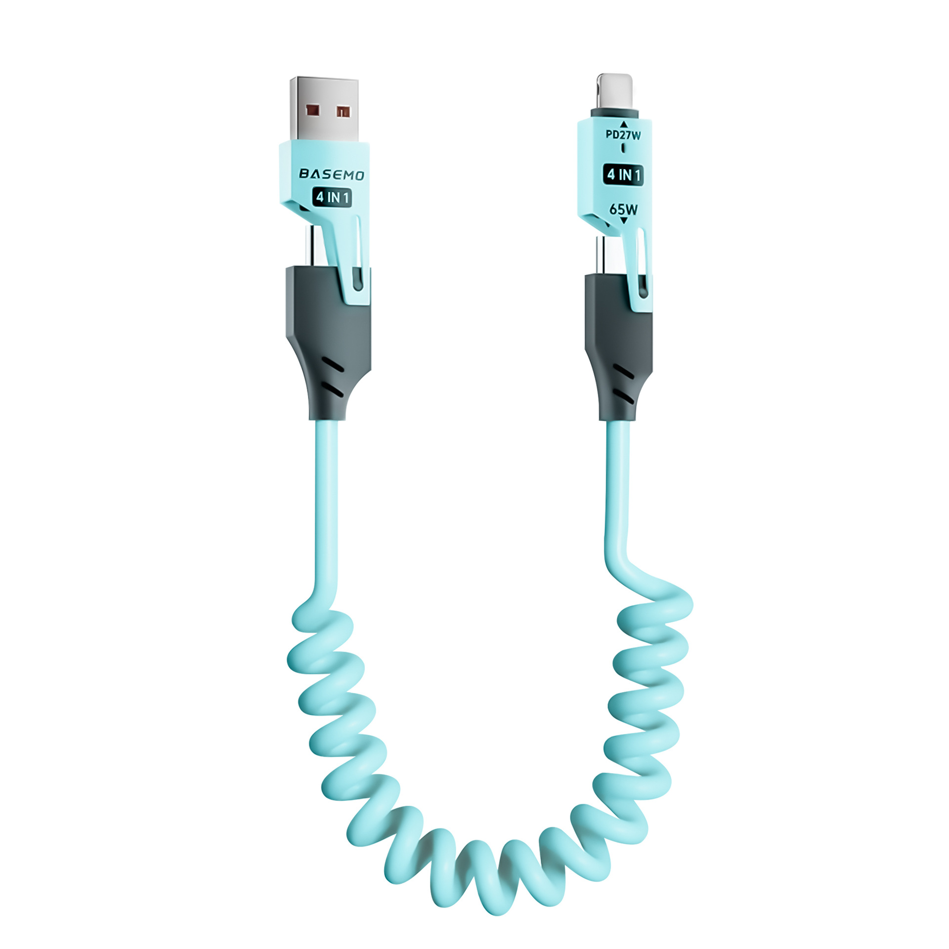 Picture of 65W Car Spring Data Cable Two-To-Two Super Fast Charging Retractable Cable Suitable for Apple and Huawei Mobile Phone Charging Cable