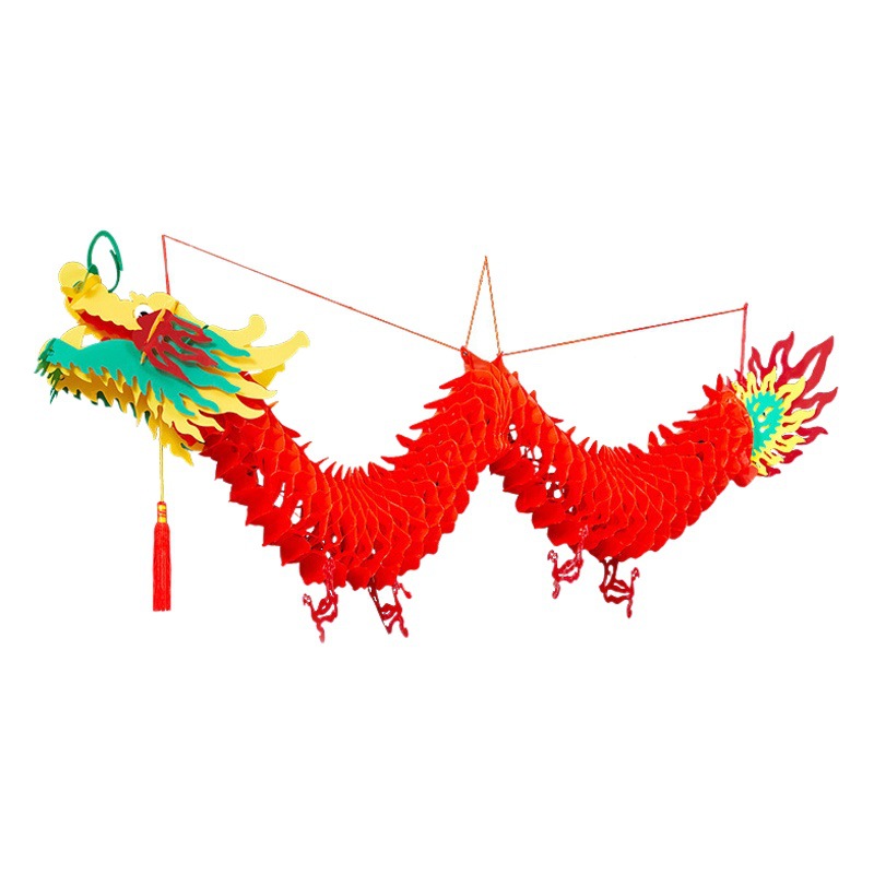 Picture of New Year dragon-shaped lantern ornaments Mid-Autumn Festival dragon boat festival shopping mall supermarket plastic paper Garland Dragon Lantern mascot pendant