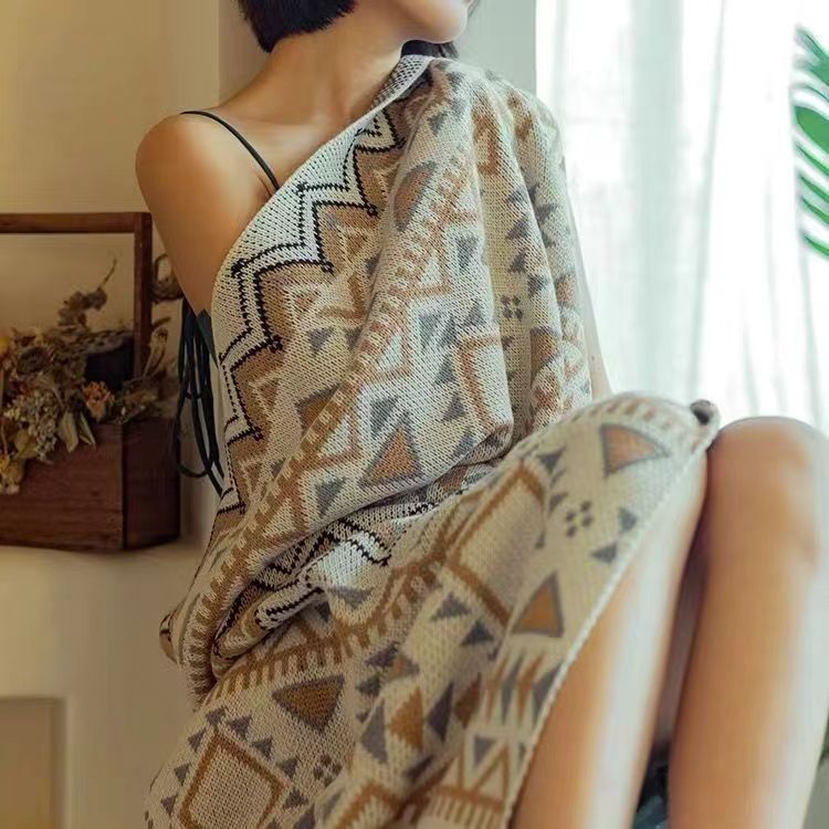 Picture of Navajo Daylight Blanket Export Knitted Bohemian Sofa Cover Blanket Office Air Conditioning Nap Blanket