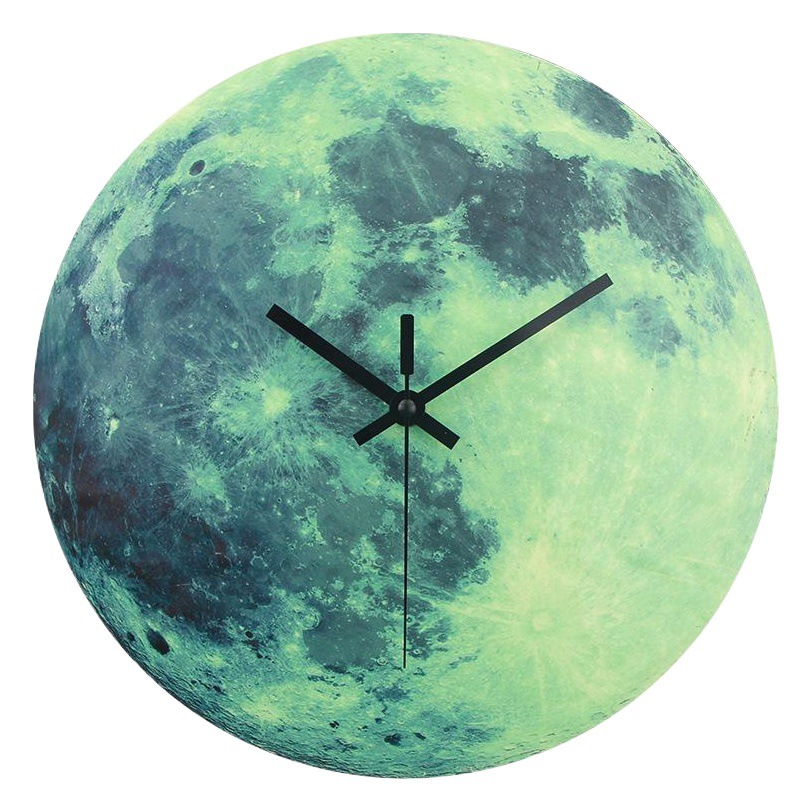 12 inch luminous clock moon wall clock silent movement moon clock luminous clock living room decorative creative quartz clock