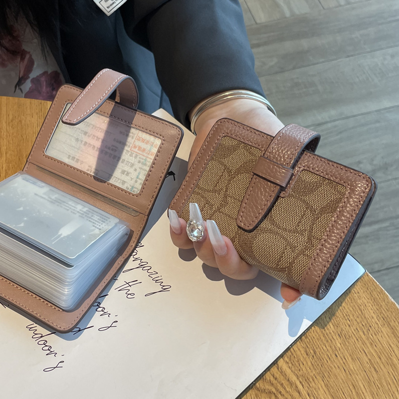 Picture of Top Layer Cowhide Driver's License Card Holder Women's Exquisite High-end Inner Canvas Wallet 2024 New Large Capacity ID Holder