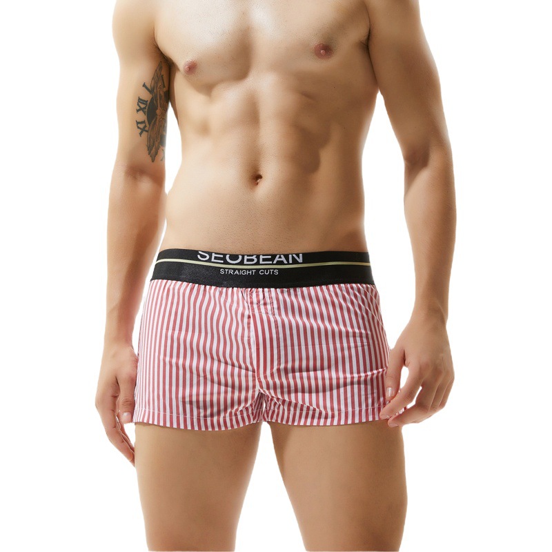 Hibbin Seobean New Men's Underwear Fashion Home Shorts European and American Men's Woven Cotton Shorts Manufacturer Wholesale