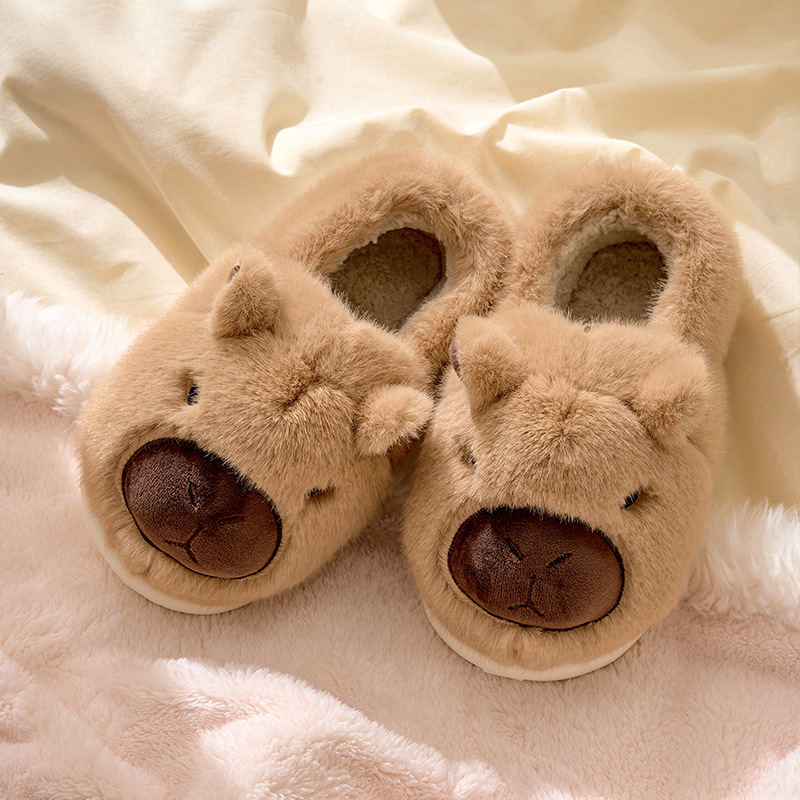Kapibala Cotton Slippers for Winter Home Home Non-Slip Warm Internet Celebrity Popular Ugly Cute Half-Slip Cotton Shoes