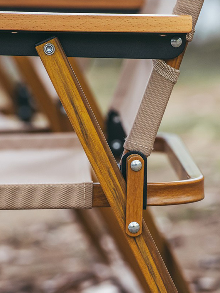 Picture of Kermit Outdoor Folding Chair Portable Aluminum Alloy Camping Chair Beach Chair Wood Grain Chair Camping Chair Export Model
