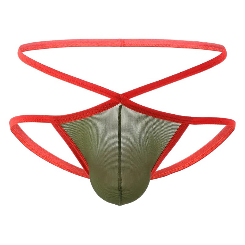In stock wholesale sexy thong men's thin breathable U convex bag low waist T-string pants plus size men's underwear foreign trade