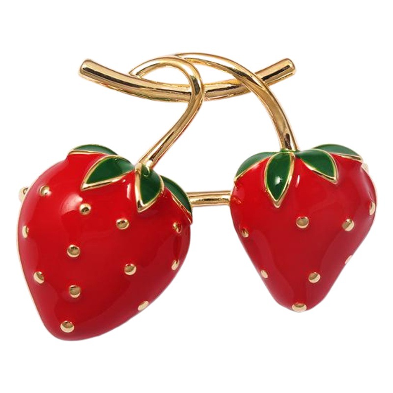Cute Korean version of strawberry small brooch female simulation fruit anti-light buckle pin cardigan jacket accessories chest wholesale