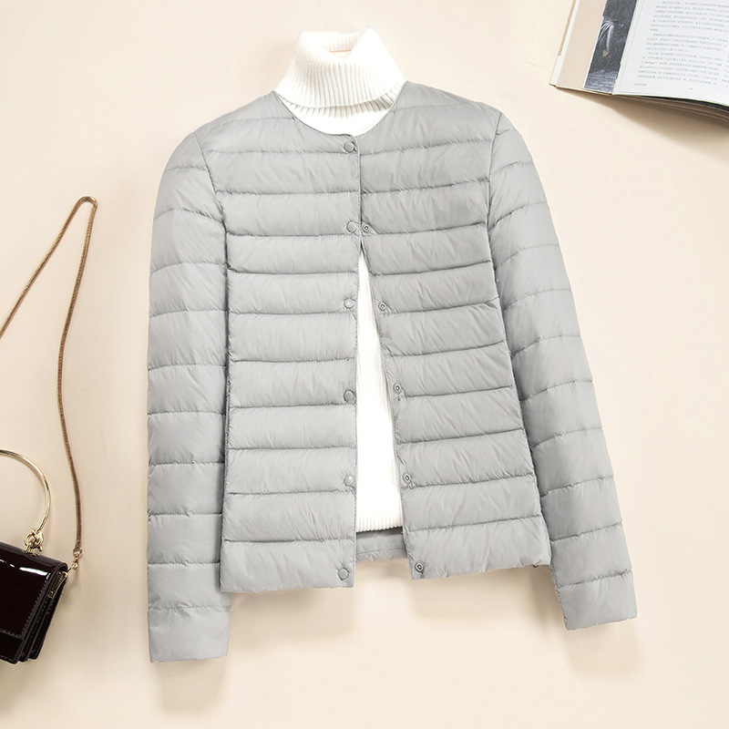 Picture of Lightweight Down Jacket Women's Short New Round Neck Thin Inner Liner Slim-fit Inner Wear Base plus size Jacket Trendy