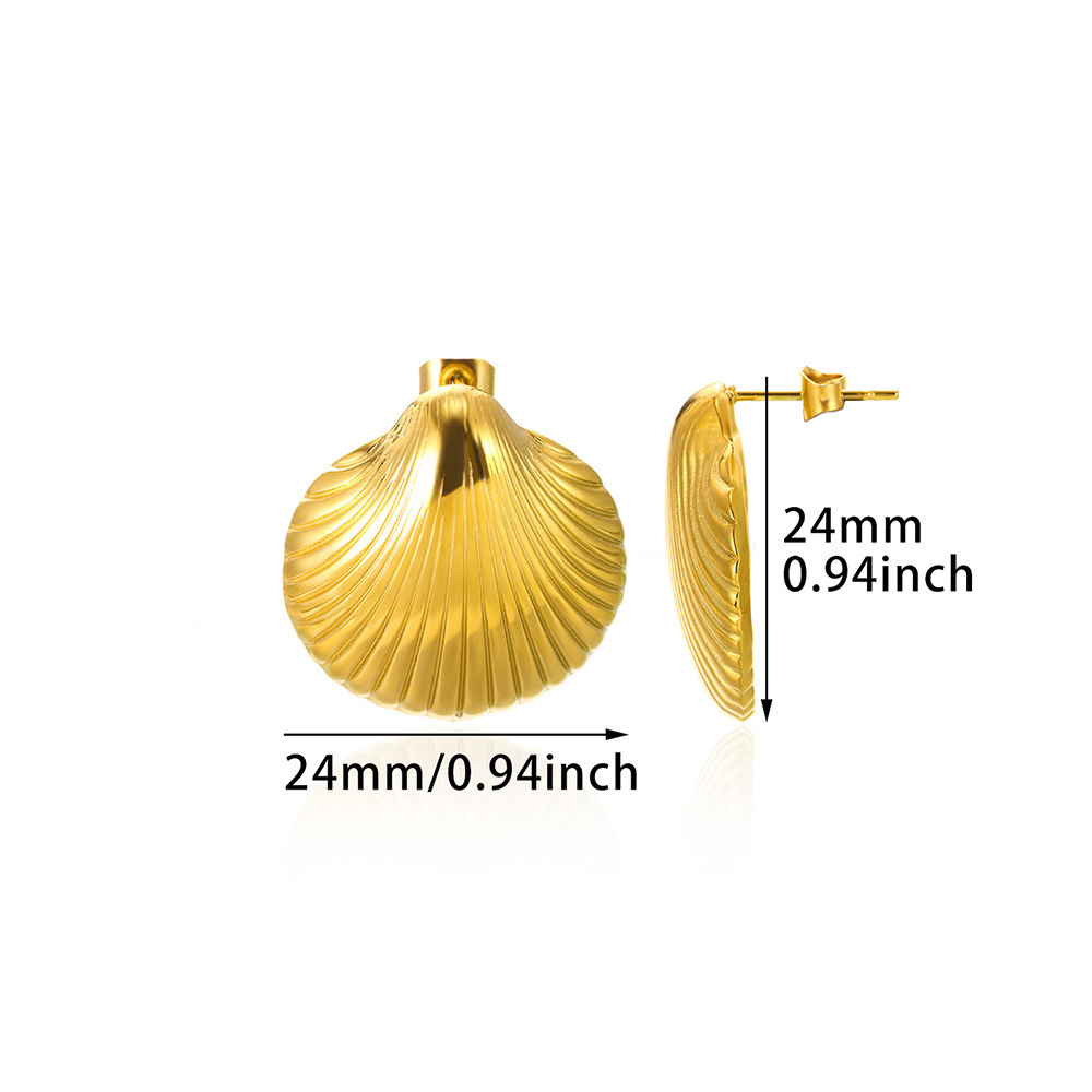 Picture of Cross-border new ins style fashion imitation pearl earrings 18K gold stainless steel earrings women's light luxury titanium steel petal earrings