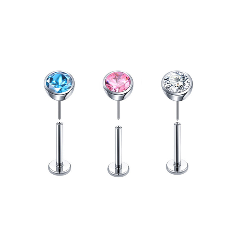 Stainless steel cylindrical stick lip nail white pink navy drill lip nail 0.8-1.2mm pole 3-5mm drill