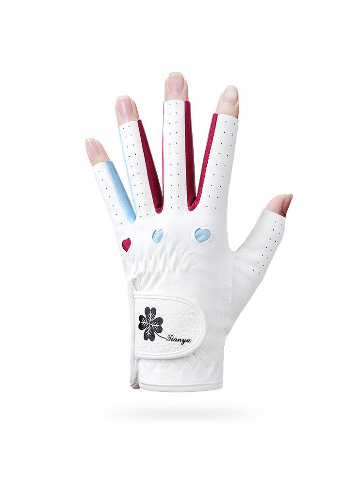 Picture of Golf Gloves for Women Korean Style Half-Finger Non-Slip Golf Microfiber Gloves Breathable Wear-Resistant Gloves 1 Pair
