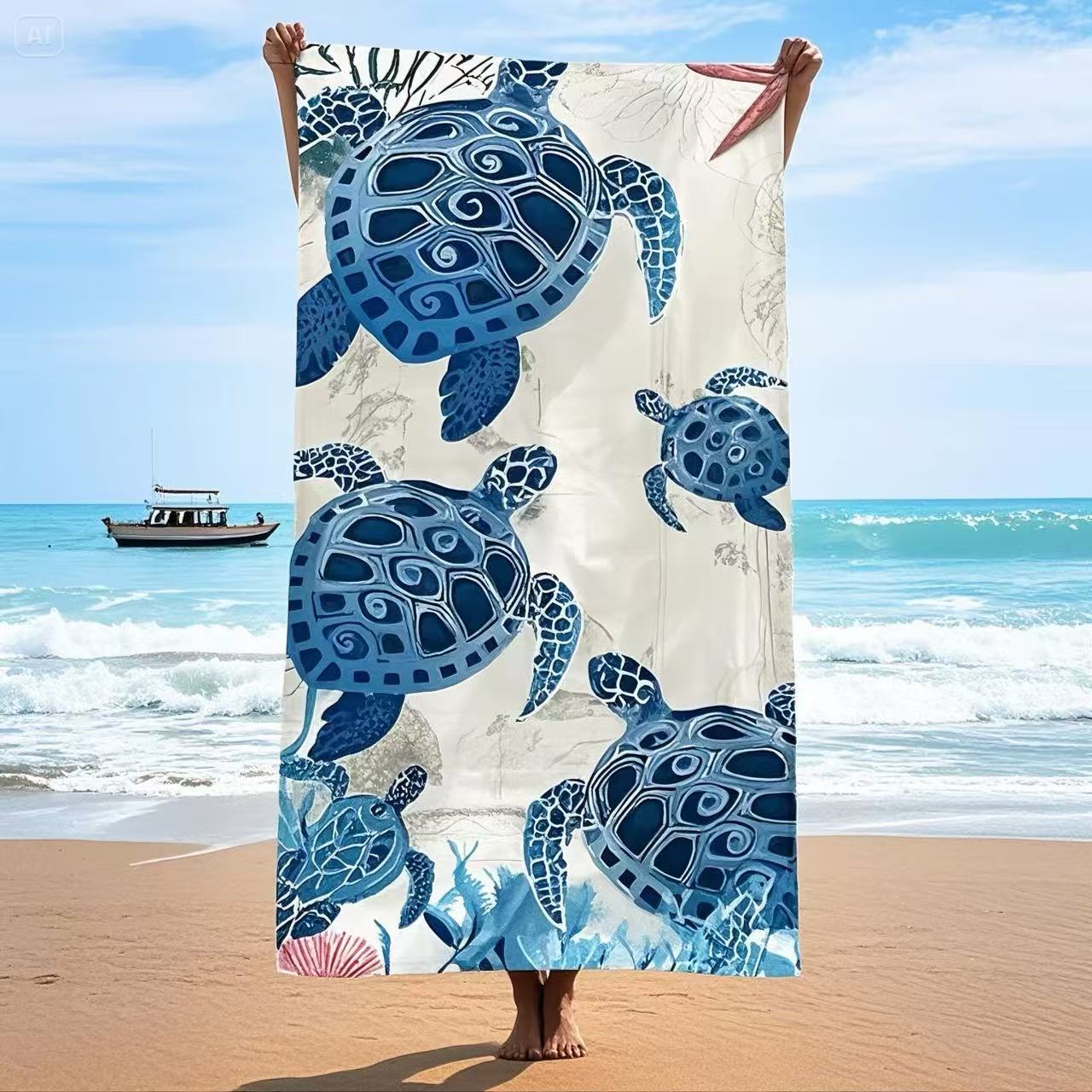 Microfiber Beach Towel with Active Printing, Absorbent and Quick-Drying, Oversized Bath Towel, Highly Recommended for Seaside Swimming
