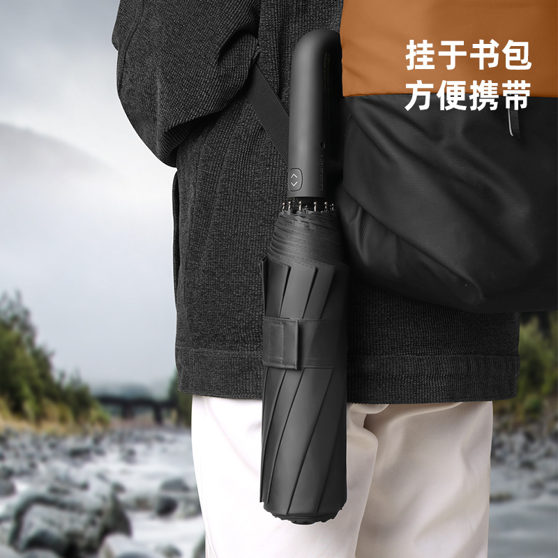 Picture of Cross-Border Exclusive Automatic Folding Business Umbrella with Black Coating, 20 Ribs, Reinforced Double Ribs, Storm-Resistant
