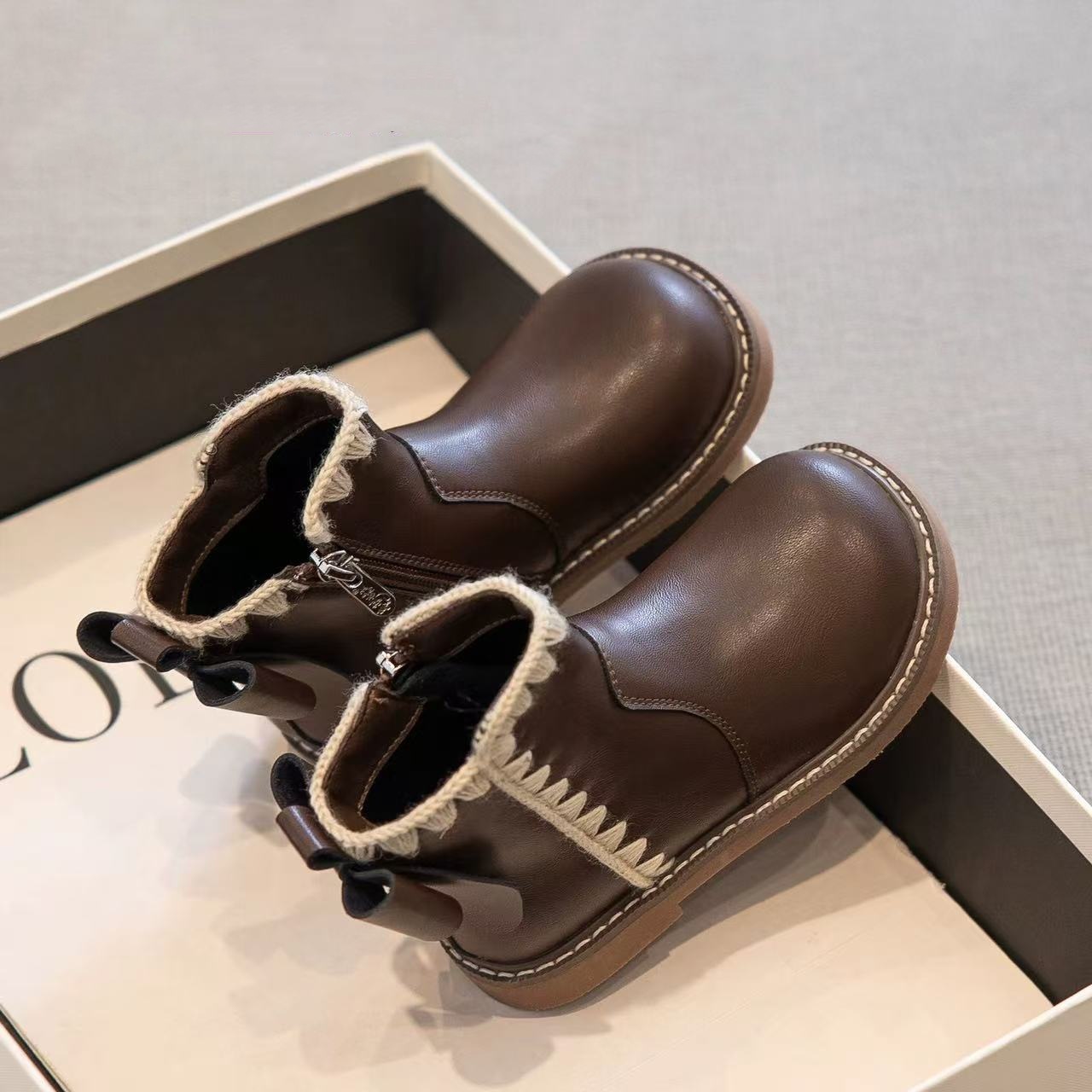 Girls' Boots 2025 New Autumn and Winter Kidsren's Shoes Short Boots Princess Shoes Baby Small Leather Shoes Boots Winter Fleece-Lined