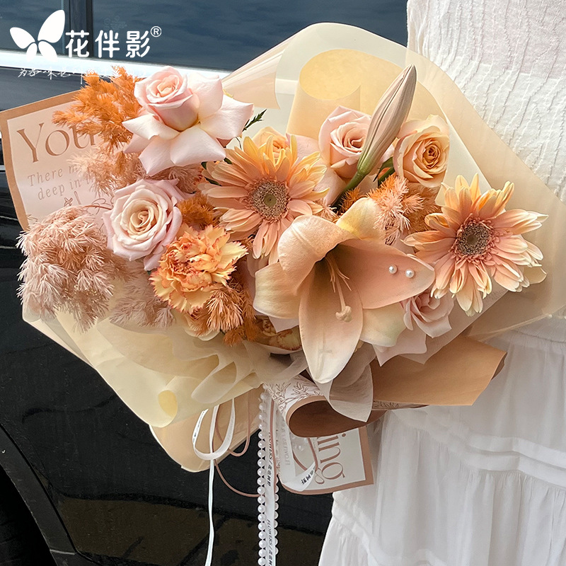 Valentine's Day National Trend Jiangnan Landscape Kraft Paper Floral Flower Wrapping Paper Wrapping Paper Packaging Materials Flower Shop