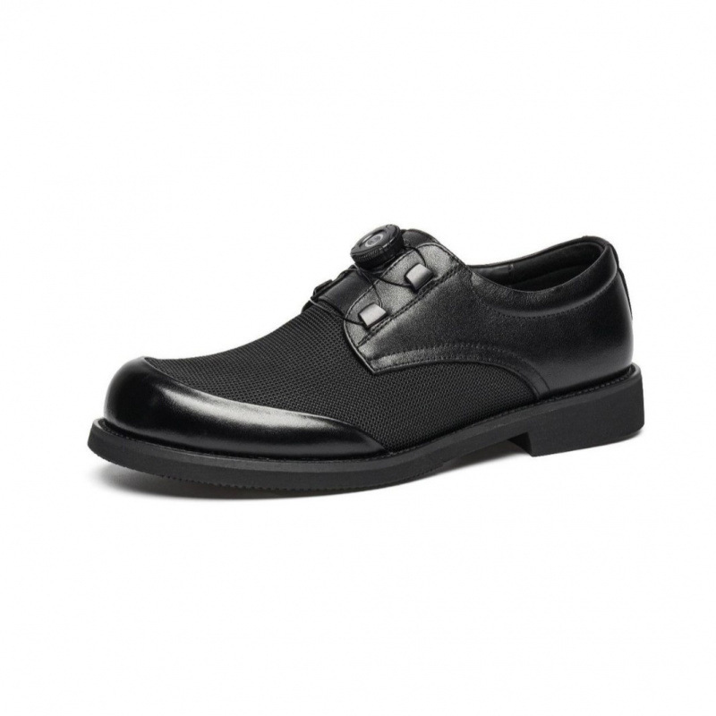 Men's shoes new black soft leather mesh breathable thin mesh men's business soft sole casual mesh shoes Korean version